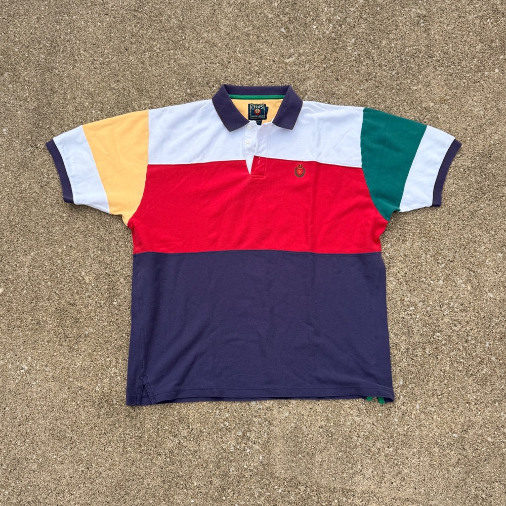 Vintage Chaps Ralph Lauren Polo Shirt XL Multicolor Excellent Colorblock Crest